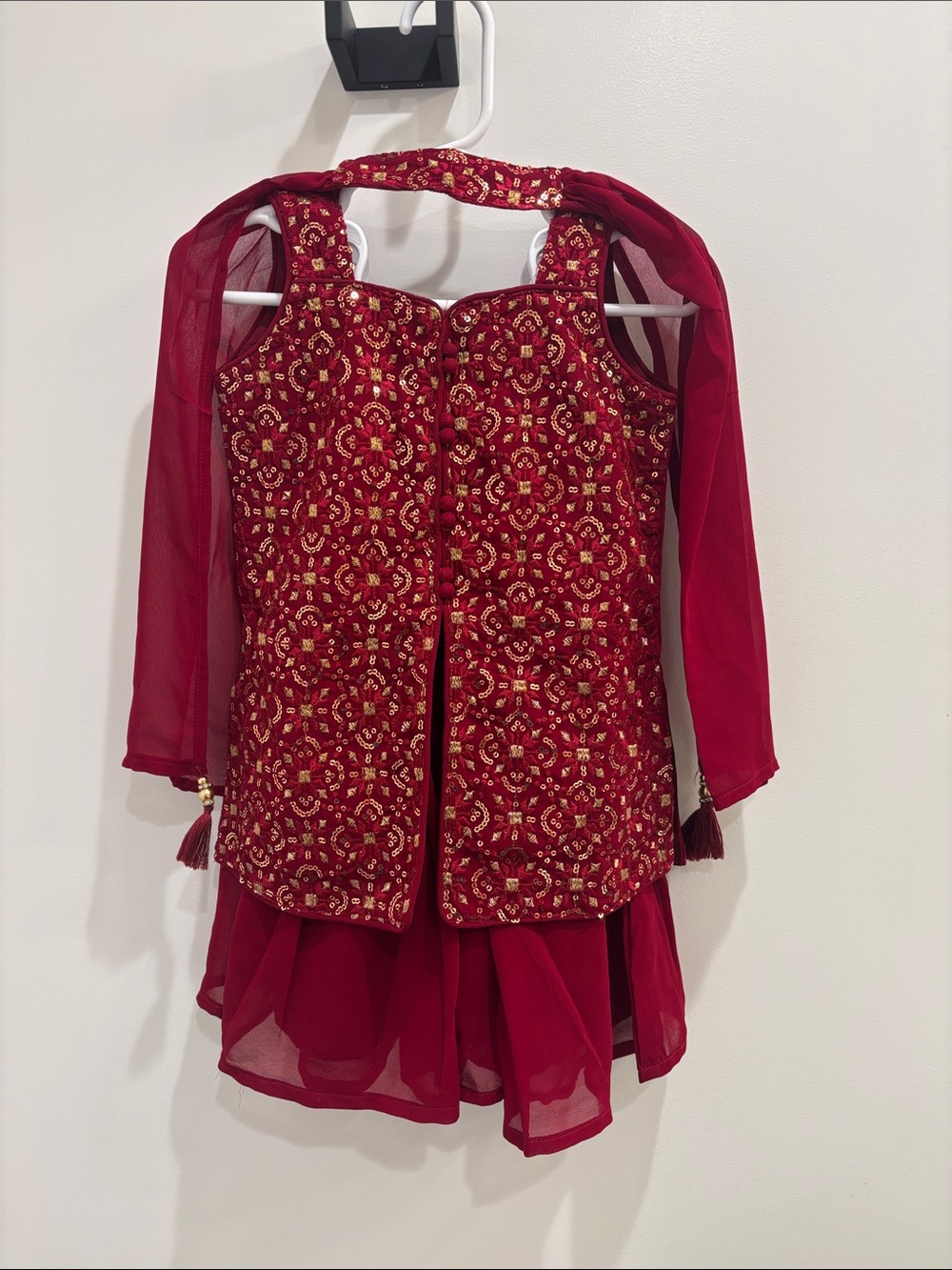 Embroidered Red toddler Salwar dress